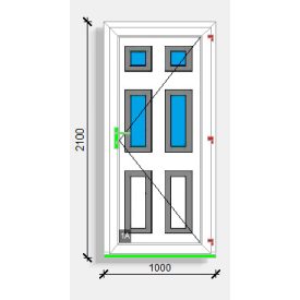   100x210 befelé nyíló  üvegezett panelos balkonszárnyas bejárati ajtó Rehau Euro design