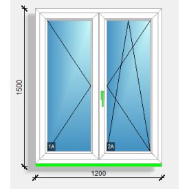   120X150 Középen felnyíló váltószárnyas ablak Rehau Eurodesign 70