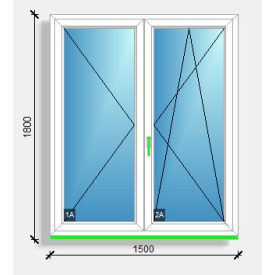   150X180 Középen felnyíló váltószárnyas ablak Rehau Eurodesign 70