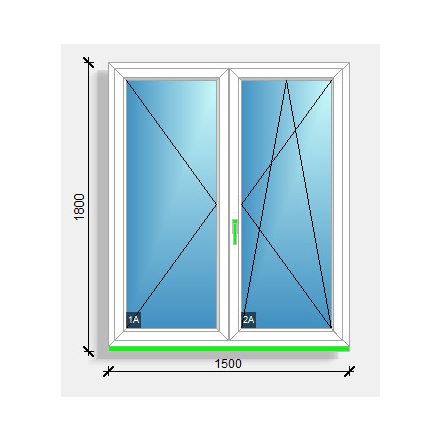 150X180 Középen felnyíló váltószárnyas ablak Rehau Eurodesign 70
