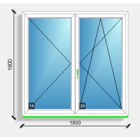   180X180 Középen felnyíló váltószárnyas ablak Rehau Eurodesign 70