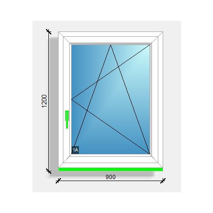 90x120 nyíló-bukó ablak Eurodesign 70