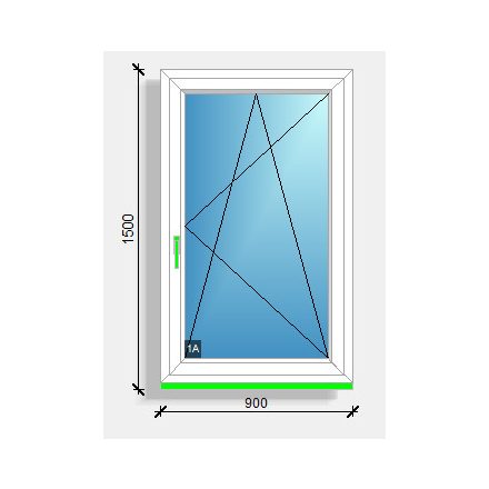 90x150 nyíló-bukó ablak Eurodesign 70