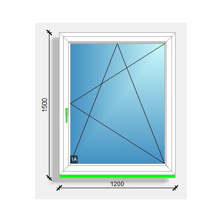 120x150 nyíló-bukó ablak Eurodesign 70