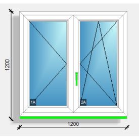   120X120 Középen felnyíló váltószárnyas ablak Deceuninck Vision 76