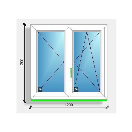 120X120 Középen felnyíló váltószárnyas ablak Deceuninck Vision 76