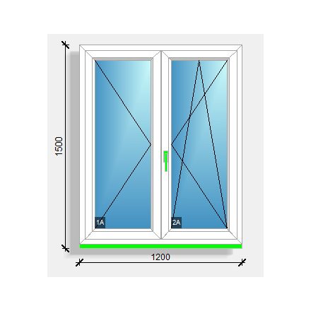 120X150 Középen felnyíló váltószárnyas ablak Deceuninck Vision 76