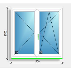   150X150 Középen felnyíló váltószárnyas ablak Deceuninck Vision 76
