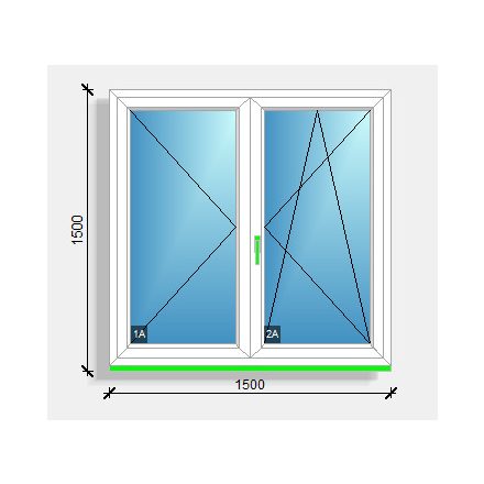 150X150 Középen felnyíló váltószárnyas ablak Deceuninck Vision 76