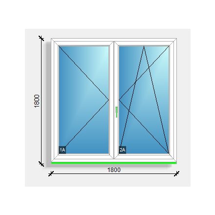 180X180 Középen felnyíló váltószárnyas ablak Deceuninck Vision 76
