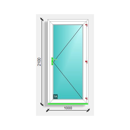100x210 befelé nyíló tele üveges bejárati ajtó Deceuninck Vision 76