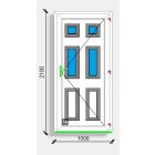 100x210 befelé nyíló  üvegezett panelos bejárati ajtó Deceuninck Vision 76 