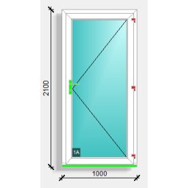   100x210 befelé nyíló tele üveges balkonszárnyas bejárati ajtó Deceuninck Vision 76