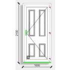 100x210 befelé nyíló tömör paneles balkonszárnyas bejárati ajtó Deceuninck Vision 76