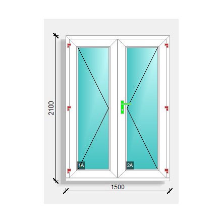 150x210 befelé nyíló üveges bejárati ajtó Deceuninck Elegant 76