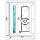 150x210 befelé nyíló üveges-tömör paneles bejárati ajtó Deceuninck Elegant 76