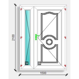   150x210 befelé nyíló üveges-tömör paneles bejárati ajtó Deceuninck Elegant 76