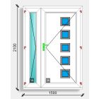 150x210 befelé nyíló üveges-üveges paneles  bejárati ajtó Deceuninck Elegant 76