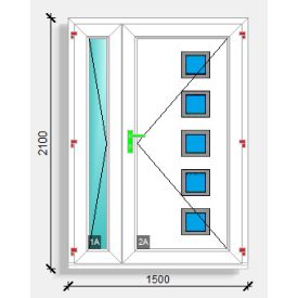  150x210 befelé nyíló üveges-üveges paneles  bejárati ajtó Deceuninck Elegant 76