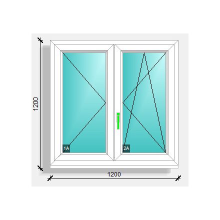 120x120 középen felnyíló váltószárnyas ablak Deceuninck Elegant 76