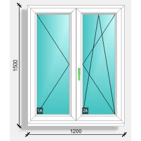   120x150 középen felnyíló váltószárnyas ablak Deceuninck Elegant 76