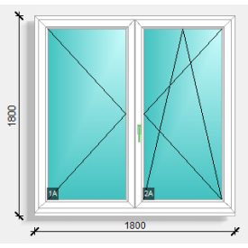   180x180 középen felnyíló váltószárnyas ablak Deceuninck Elegant 76