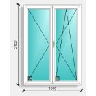 150x210  bukónyíló erkély ajtó  Deceuninck Elegant 76