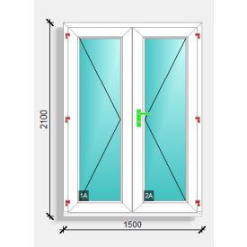   150x210 befelé nyíló tele üveges bejárati ajtó Rehau Synego 80