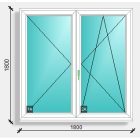 180x180  középen felnyíló nyíló nyíló-bukó ablak Rehau synego 80